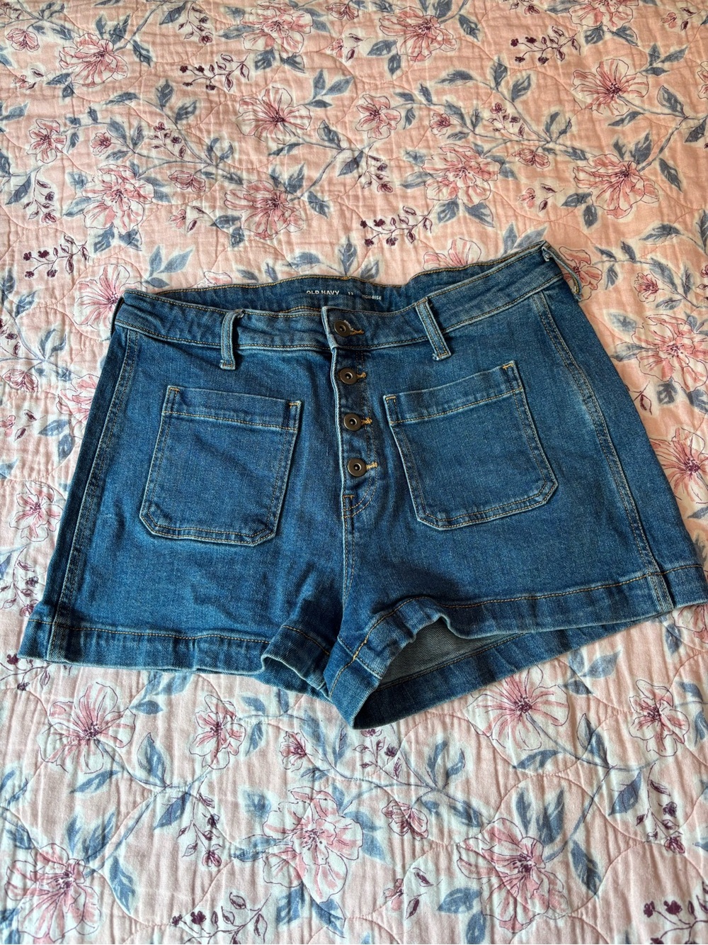 Old Navy Dark Blue Button-Front Denim Shorts